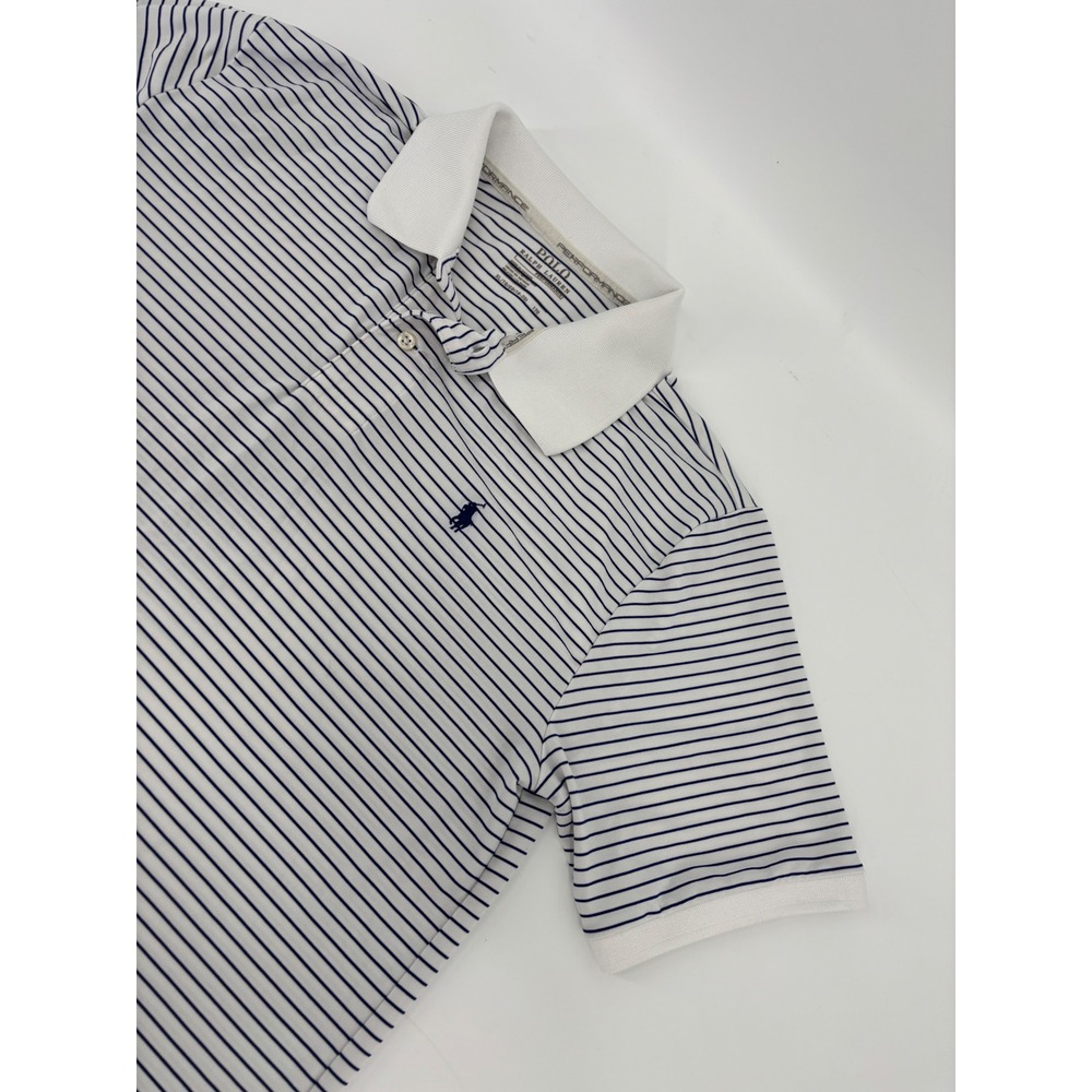 Polo Ralph Lauren Performance Men XL Striped Golf Polo Shirt Navy White